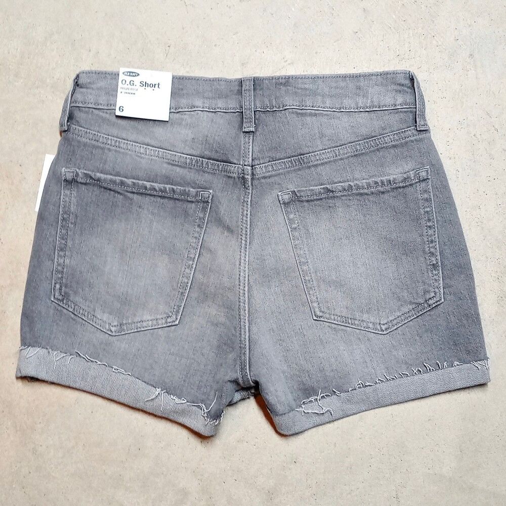Old Navy O.G. Shorts Womens 6 Gray High Rise Distressed Cutoff Jean Jort Stretch - Picture 5 of 10